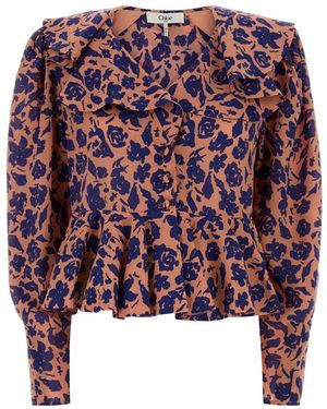 Chloé Printed Crepe Blouse - Red