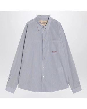Valentino Cotton Shirt With Logo - Blue