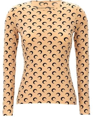 Marine Serre 'Moon Printed Jersey' Top - Natural