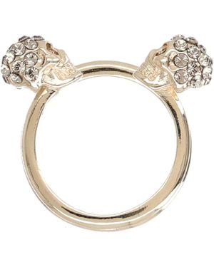 McQueen Tone Skull Open Ring - White