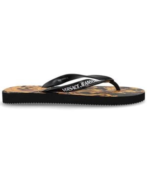 Versace Jeans Couture Thong Sandal With Logo - Black