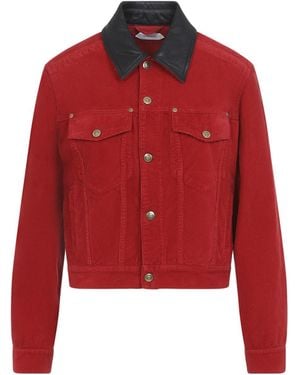Versace Denim Garment-Dyed Jacket - Red