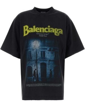 Balenciaga Tshirt Con Stampa - Black