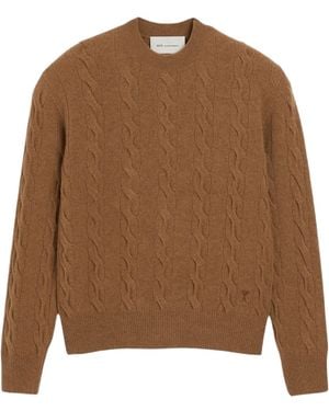 Ami Paris Camel Merino Wool Sweater - Brown