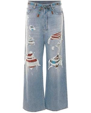 Amiri Surfrider Flannel Repair Jeans - Blue