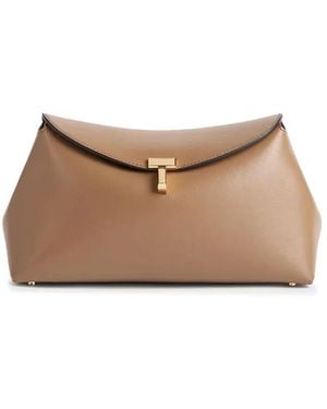TOTEME "T-Lock" Leather Clutch - Natural