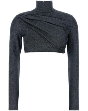 Gucci Viscose-Blend Metallic Knit Top - Black