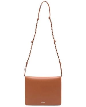 Jil Sander Tangle Medium Leather Crossbody Bag - White
