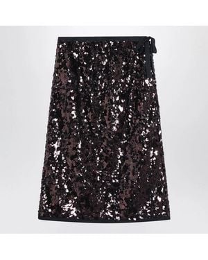 Prada Plum-Coloured Sequined Skirt - Black