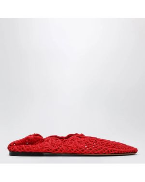Odissi Iris Crochet Ballerina Flats - Red
