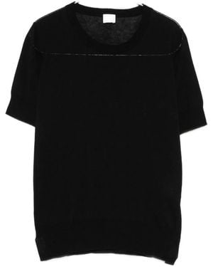 C.t. Plage Cotton And Silk Crewneck Sweater - Black