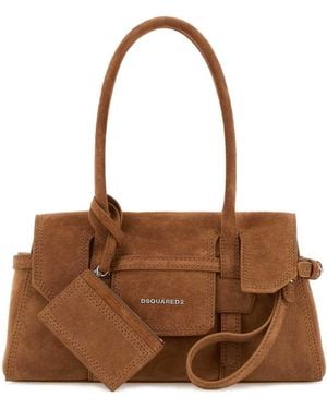 DSquared² Dsquared Camel Suede Shoulder Bag - Brown