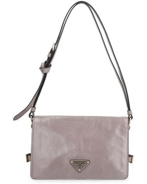 Prada Leather Shoulder Bag - Grey