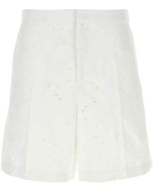 Valentino Garavani Cotton Blend Bermuda Shorts - White