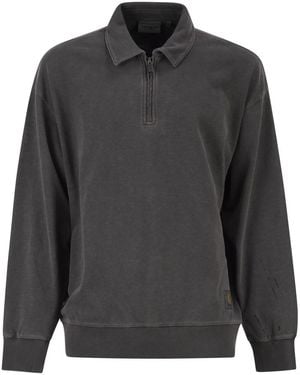 Carhartt Faded Cotton Half-Zip Sweatshirt - Gray