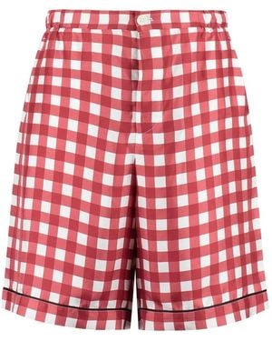 Prada Twill Vichy Pantalone - Red