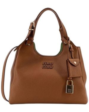 Miu Miu Hammered Leather Crossbody Bag - Brown