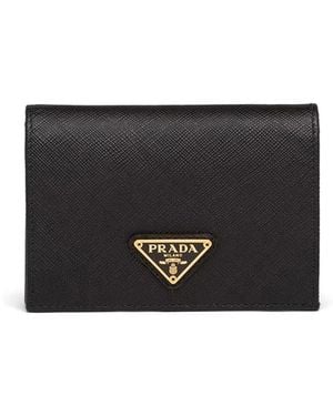 Prada Saffiano Leather Logo Wallet - Black