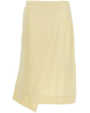Jil Sander Satin Skirt With Side Slit - Yellow
