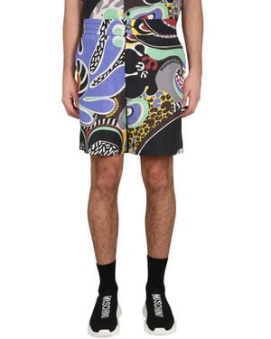 Moschino Psychedelic Print Bermuda Shorts - Blue