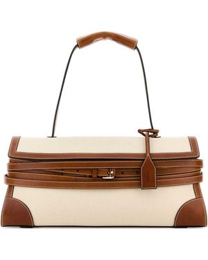 Moschino Sand Canvas Shoulder Bag - Metallic