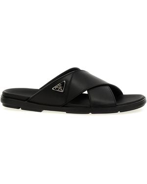 Prada Logo Sandals - Black