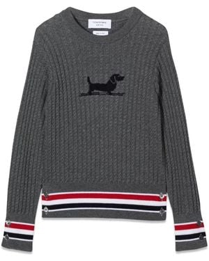 Thom Browne Baby Cable Crewneck Pullover - Gray