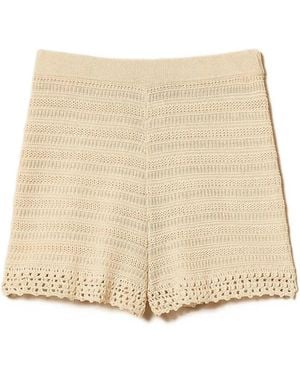 Twinset Parchment Cotton Shorts - Natural