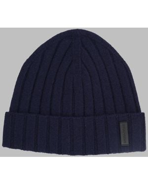 Emporio Armani Berretto A Coste Con Risvolto Ripiegato - Blue