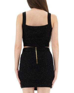 Balmain Button-Embellished Cropped Top - Black