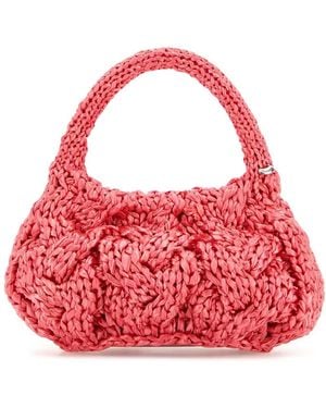 JW Anderson Fuchsia Raffia Small Cable Handbag - Red