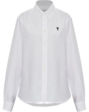 Ami Paris Ami De Coeur Button Down Collar Classic - White