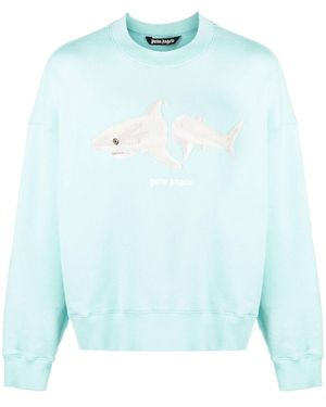 Palm Angels Pastel Light- Cotton Sweatshirt - Blue