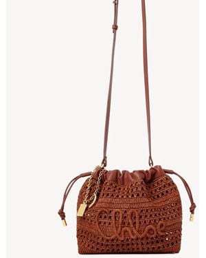 Chloé Mini Summer Banana Drawstring Shoulder Bag - White