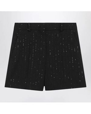 Max Mara Shorts With Pinstripe-Effect Micro Sequins - Black