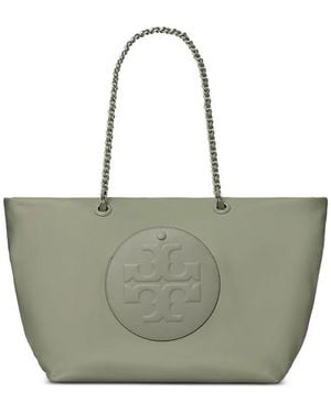 Tory Burch Chain Strap Logo Plaque Tote Bag - Gray