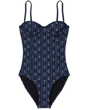 Tory Burch One Piece Swimsuit With "Paisley" Print - Blue