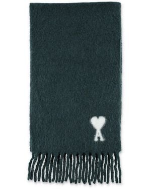 Ami Paris Ami De Cœur Alpaca Scarf - Green