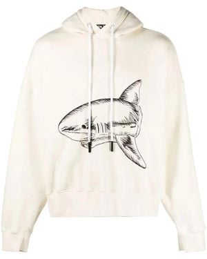 Palm Angels Cotton Hoodie - Natural