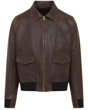 Prada Bruciato Leather Jacket - Brown