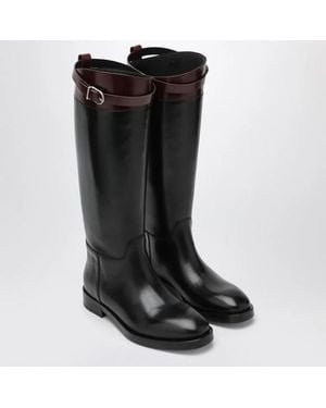 DURAZZI MILANO Burgundy Twotone Boots - Black
