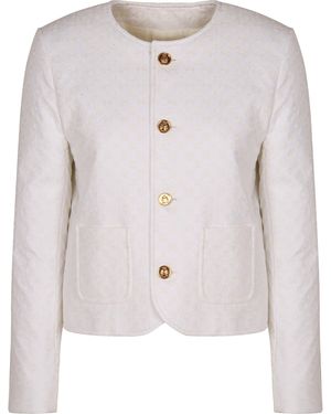 Celine Chelsea Button-Front Cotton Jacket - White