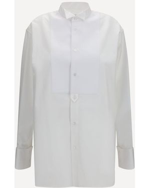 Saint Laurent Bib-Front Cotton Shirt - White