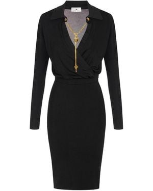 Elisabetta Franchi Midi Dress - Black