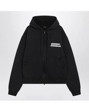 Balenciaga Washed Masking Tape Oversize Hoodie - Black