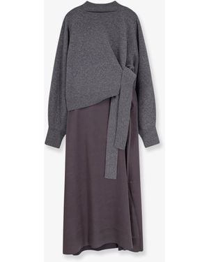 BOSS Flalina Dress With Virgin Wool And Cashmere Sweater - Gray