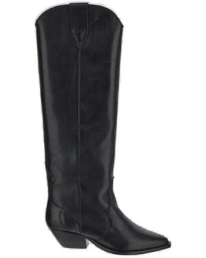 Isabel Marant Pointed Toe Leather Boots - Black