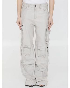 Salvatore Santoro Leather Cargo Trousers - White