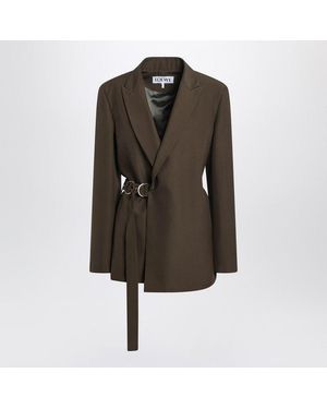 Loewe Wool Blazer With Belt - Brown