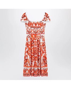 Dolce & Gabbana Dolce&Gabbana Maiolica-Print Cotton Poplin Dress - Red